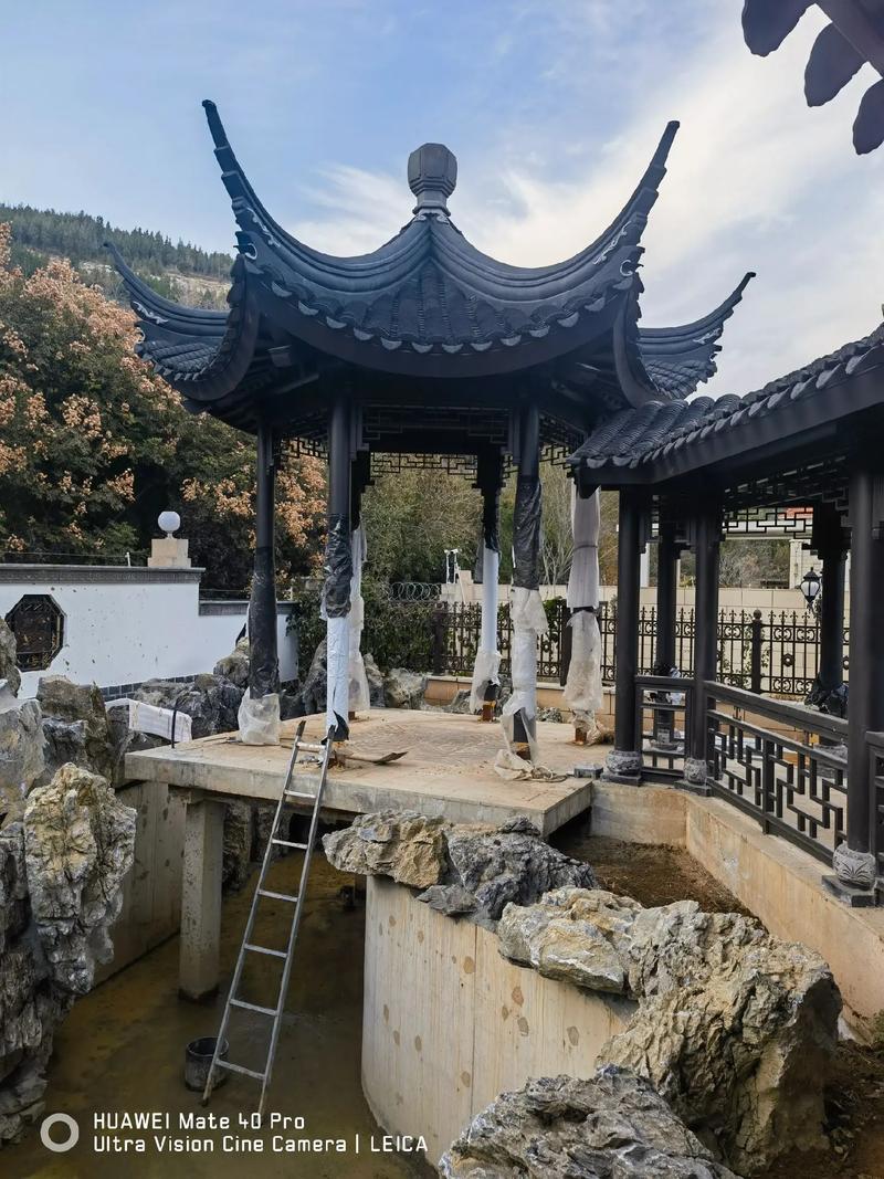 亭子#長(zhǎng)廊#仿古建筑 #園林景觀工程 #古建青磚青瓦磚雕